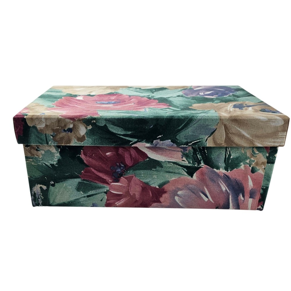 Floral Fabric Jewelry Box with Tray Organizer -‎ Vintage Style Storage Case
